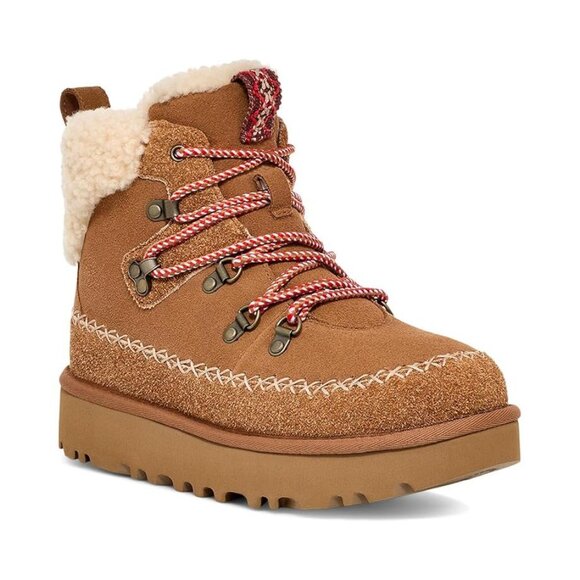 UGG Shoes Classic Alpine Chestnut Leather Lace Up Ankle Boots